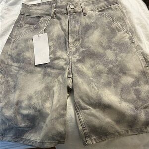 Zara Men’s Washed Gray Tie-Dye Jean Shorts